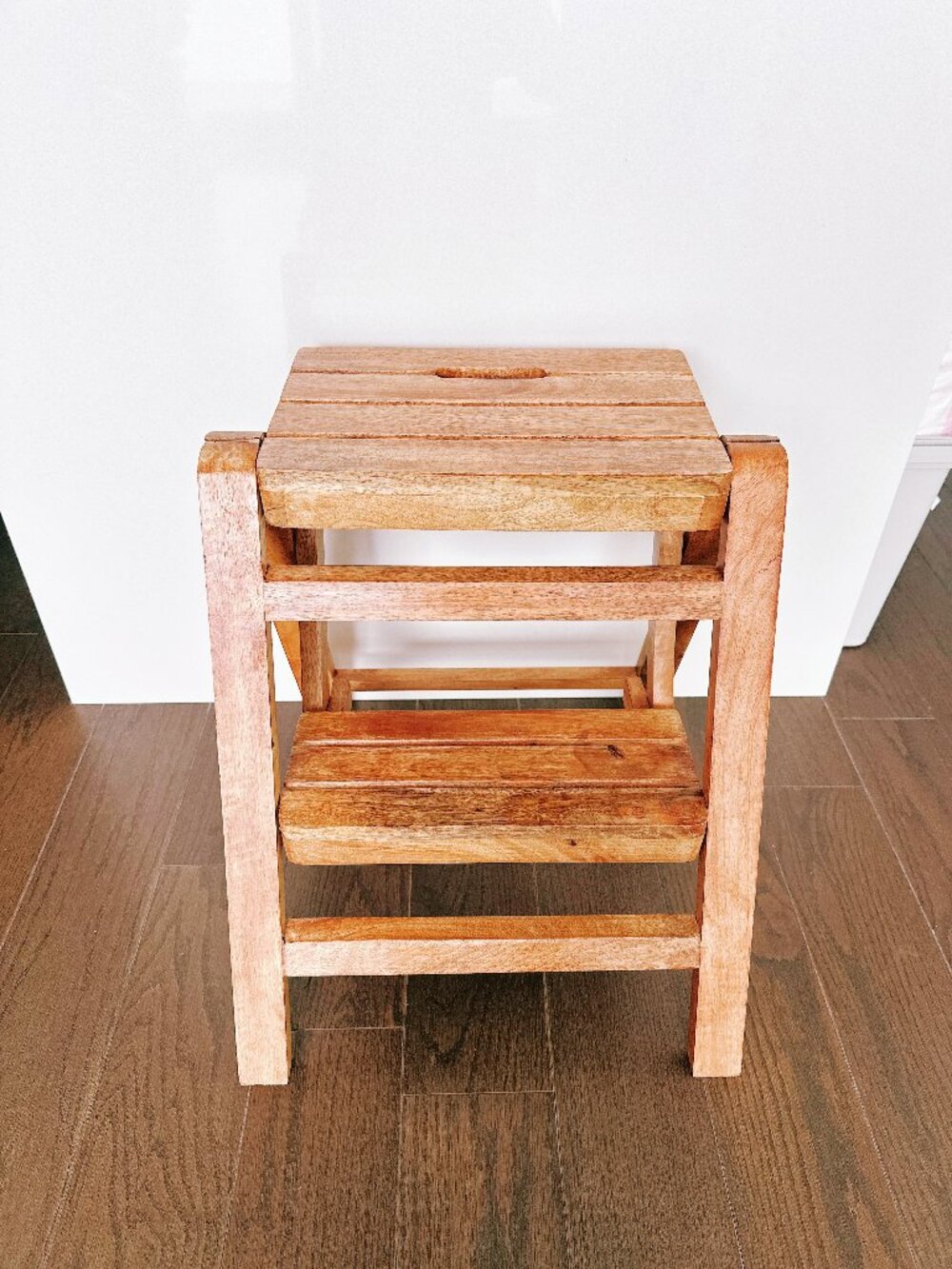 Zara Home Folding Wooden Step Ladder / Stool - Natural Wood